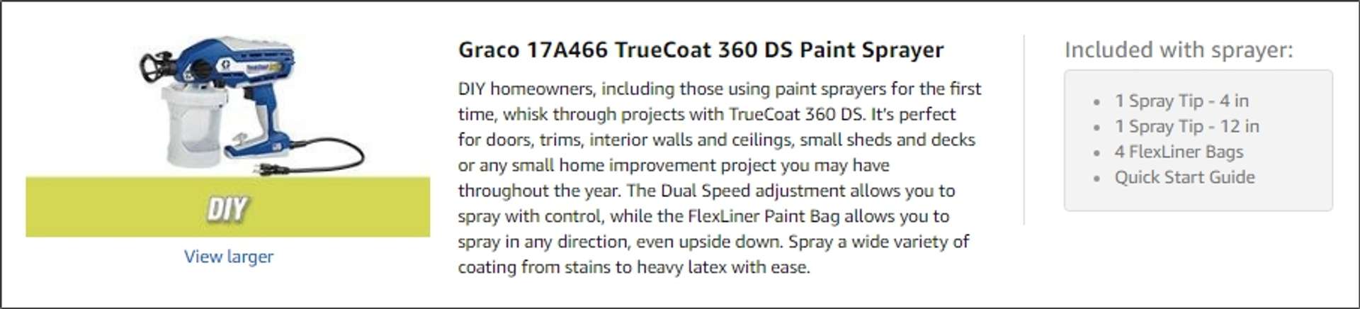 Graco 17A466 TrueCoat 360 DS Paint Sprayer